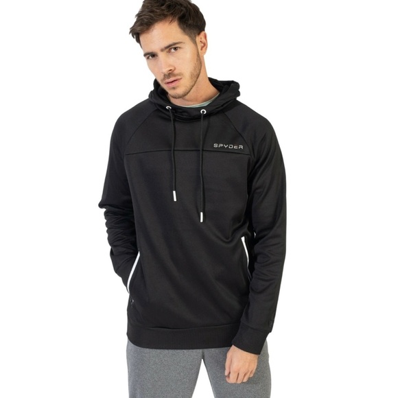Spyder Black Long Sleeve Lined Active Performance Hoodie Sweatshirt NWT Size M - Picture 1 of 8